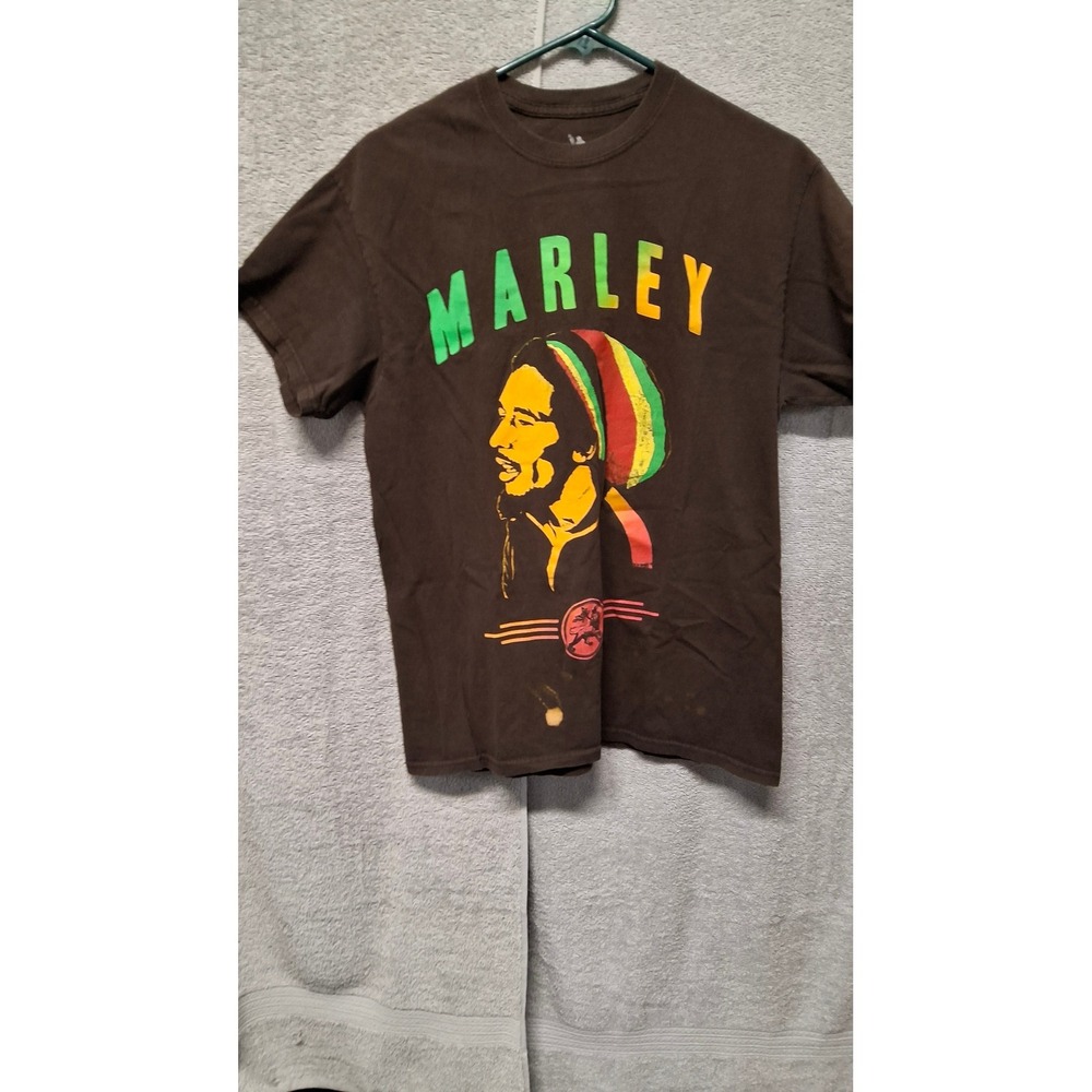 Zion Rootswear Bob Marley GraphicT-Shirt Mens Medium BrownRasta Reggae Shirt(B6)